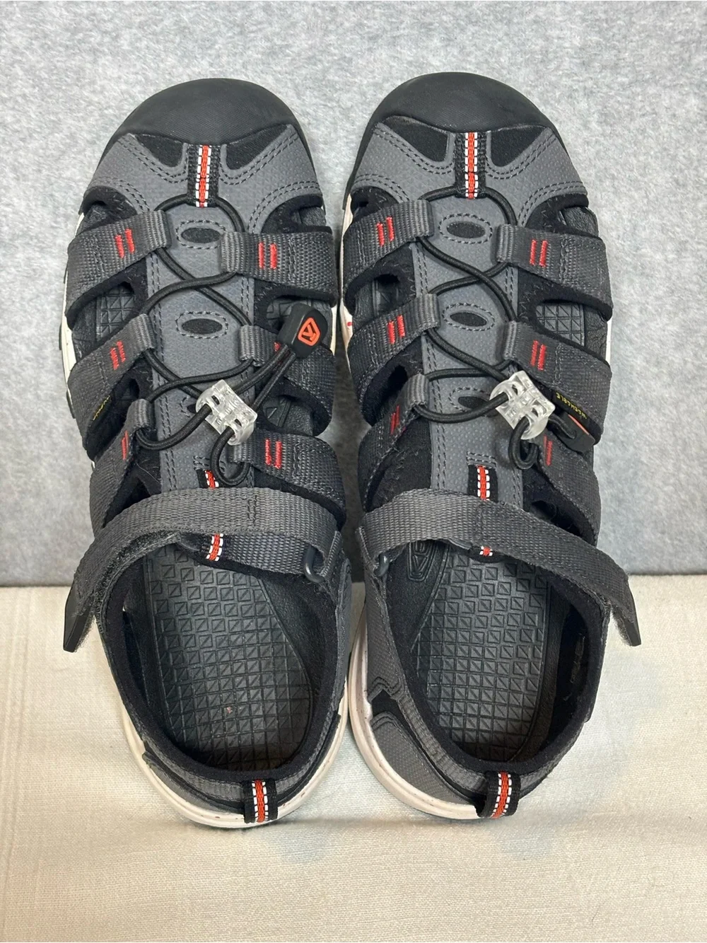 KEEN Unisex Child Newport Neo H2 Closed Toe Water Sandals-Gray/Orange-Youth 5